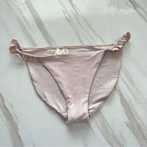 Aerie Bikini Bottom Swimsuit Size Large Side Ruched Fully Lined Light Pink